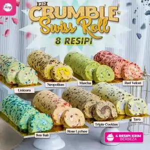 PJJ Crumble Swiss Roll (8 Resepi)